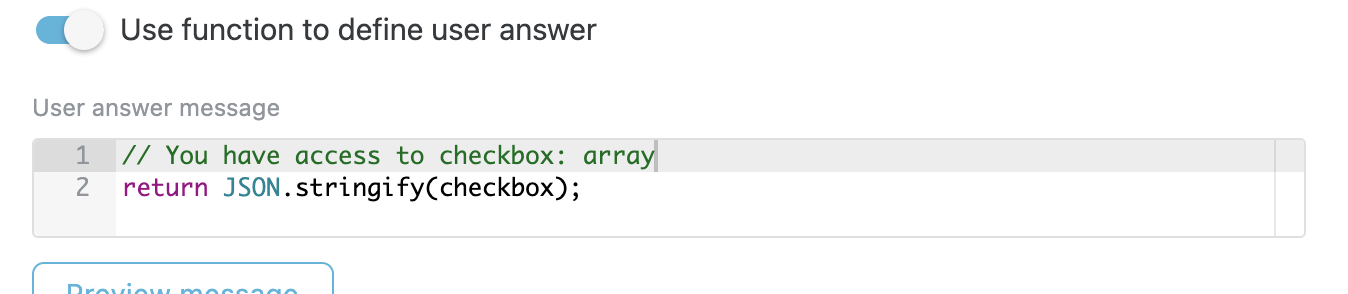 Custom answer step configuration