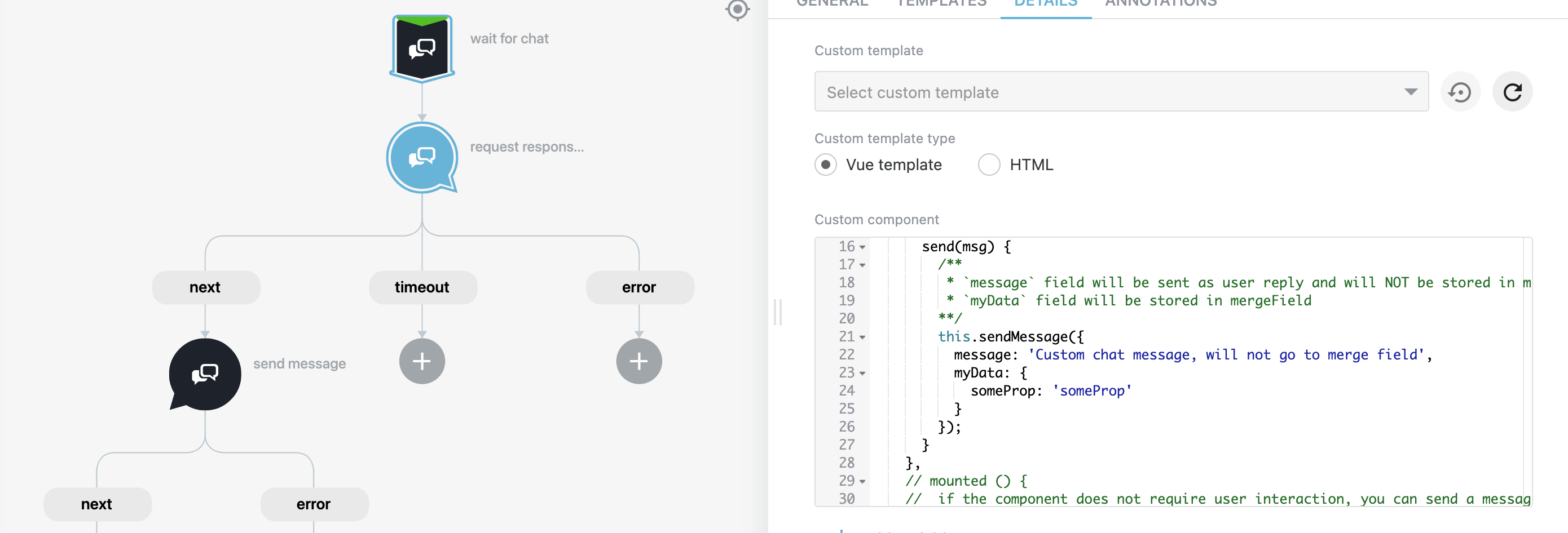 Request Response step configuration